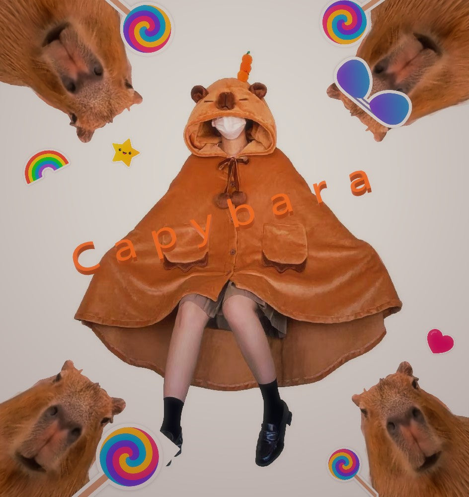 Halloween Cosplay Capybara Cape Poncho