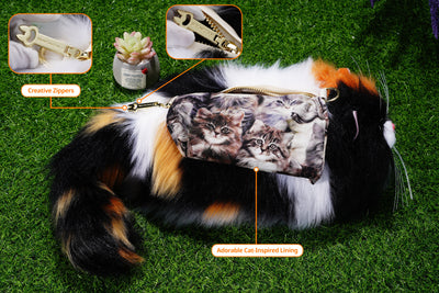 MEOWCOOL Lifelike Large Long-Haired Calico Cat Bag! 🐾