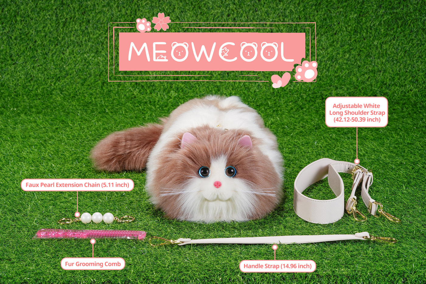 🐱✨MEOWCOOL Large Ragdoll Cat Plush Purse