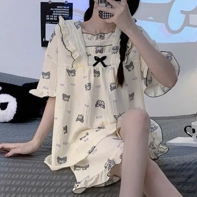 Kuromi Inspired Ruffle Pajama Set