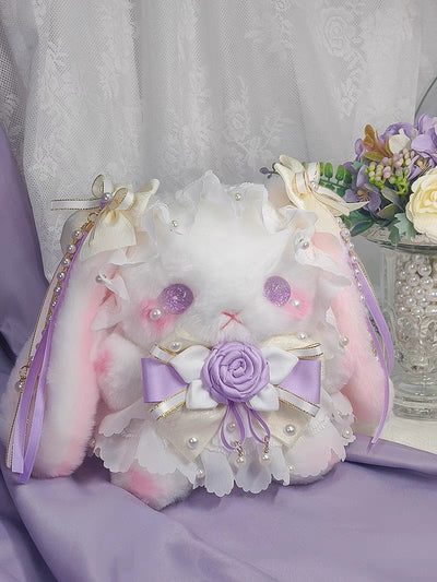 Rosy Bunny Bag with Crossbody Pearl Straps