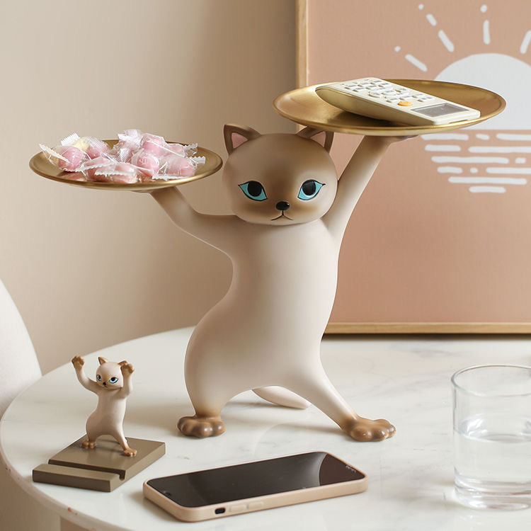 Sexy Kitty Sculpture Tray Table Decor