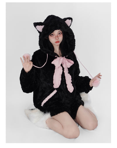 Fuzzy Kitty Jacket Hoodie With Cat Ears