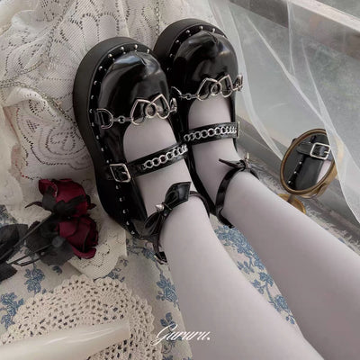 Gothic Lolita Platform Shoes Chunky Heels