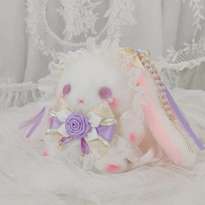 Rosy Bunny Bag with Crossbody Pearl Straps