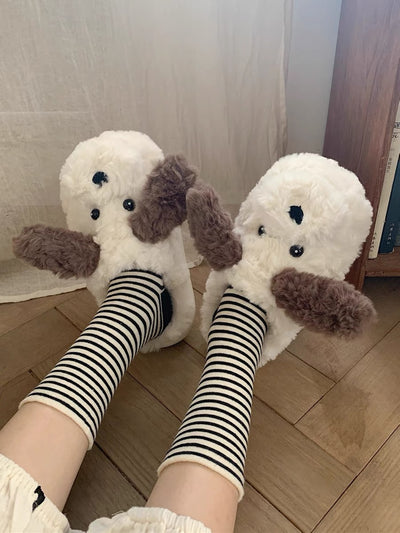 Cute Puppy Fuzzy Slippers