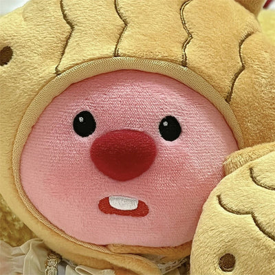 Loopy Pink Beaver Plushie With Taiyaki Hat
