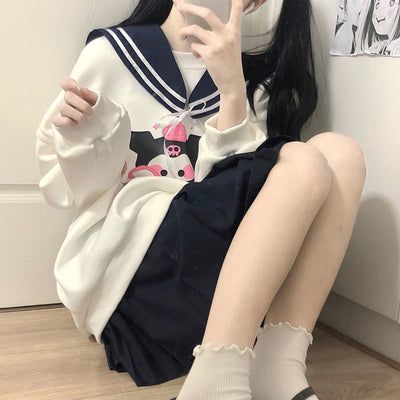 Kawaii Kuromi Inspired Sailor Collar Shirt