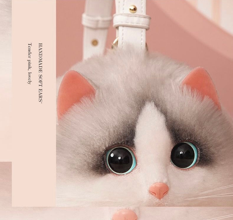 Fluffy Silver British Shorthair Cat Bag Cat Purse