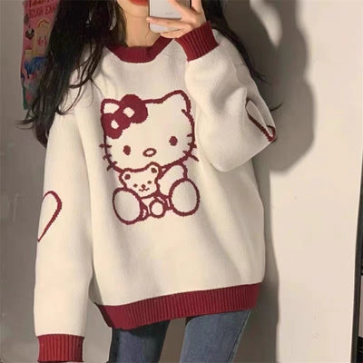 Hello Kitty Inspired Knitted Sweater Top