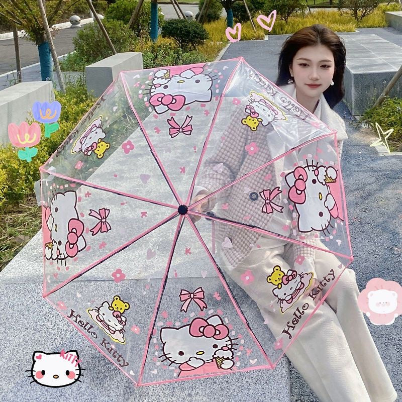 Hello Kitty Inspired Rain Umbrella Transparent Clear