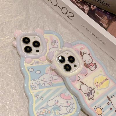 Wave Design Cinnamoroll and Pochacco Inspired Phone Case