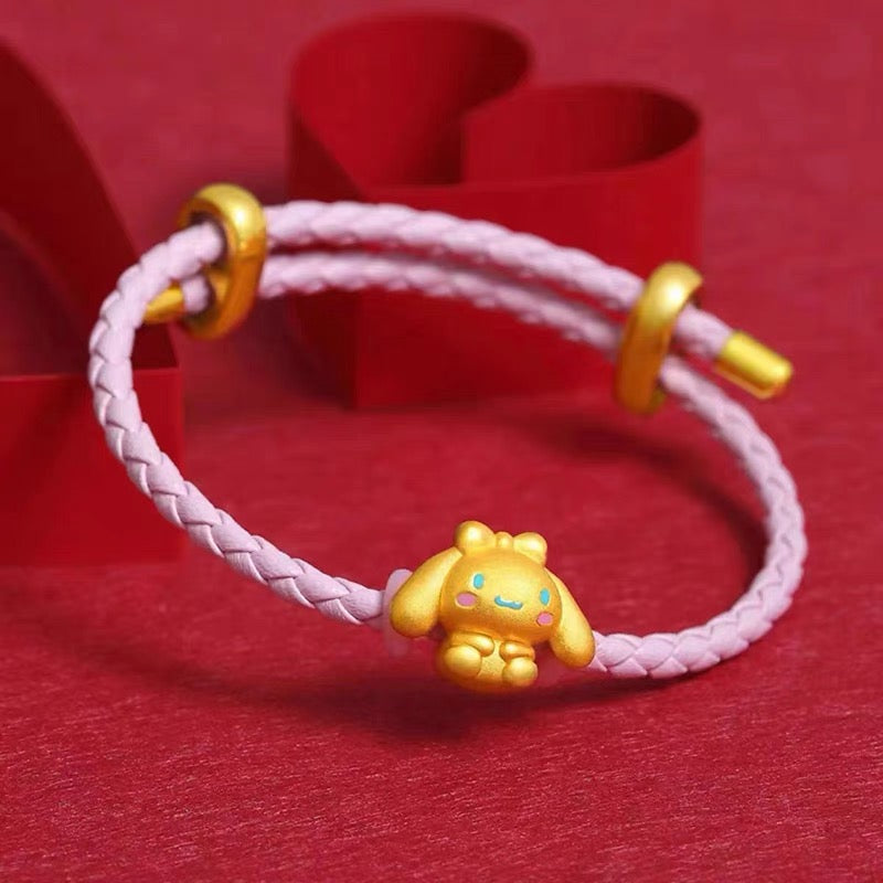 24K Gold Cinnamoroll Pendant Bracelet