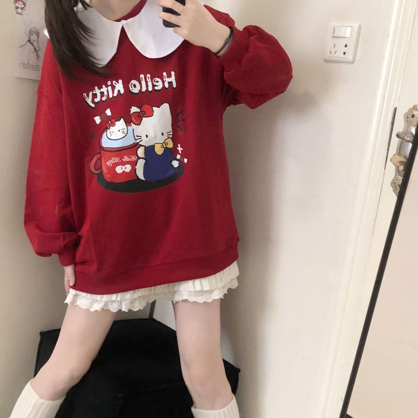 Hello Kitty Inspired Casual Sweatshirt Long Sleeve