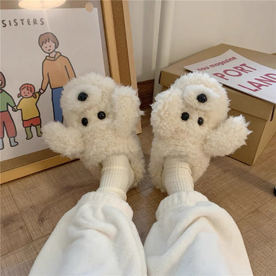 Cute Poodle Fuzzy Slippers