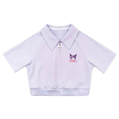 Purple Kuromi Inspired Polo Shirt Crop Top