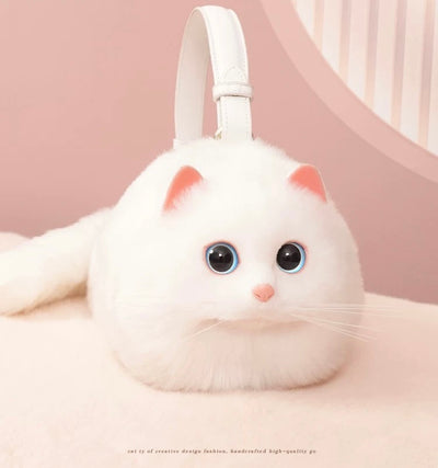 Fluffy White Cat Bag Cat Purse