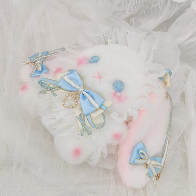 Icy Bunny Bag with Crossbody Pearl Straps