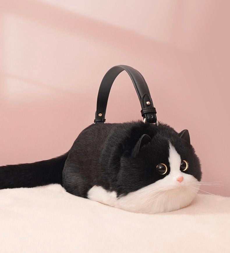 Fluffy Tuxedo Cat Bag Cat Purse