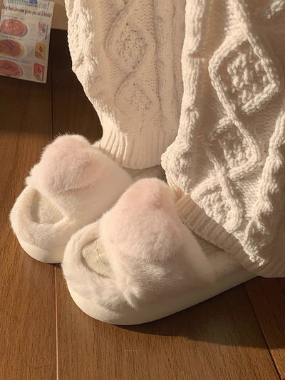 Soft Girl 3D Hearts Fuzzy Slippers