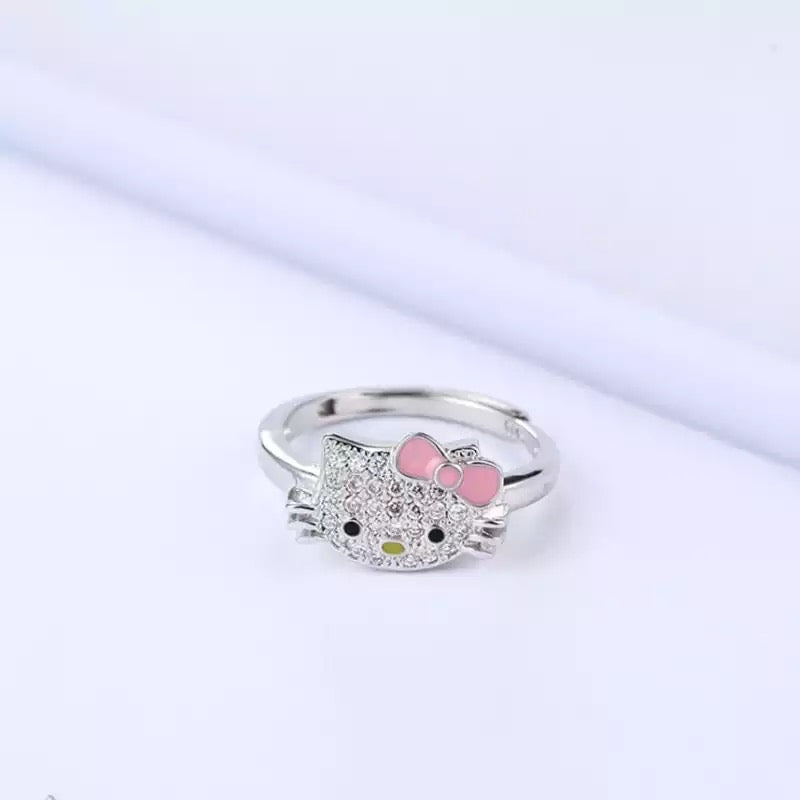 925 Silver Hello Kitty Inspired Ring Adjustable Size