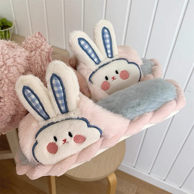 Cute Rabbit Fuzzy Slippers
