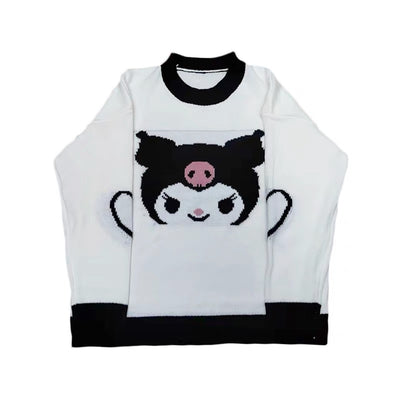 Kuromi Inspired Knitted Sweater Top