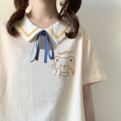 T-shirt ours porte-bonheur de style japonais