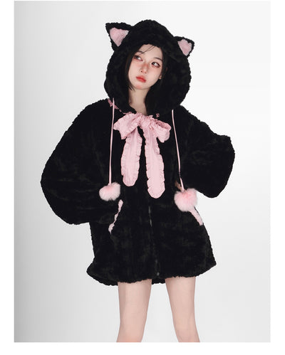 Fuzzy Kitty Jacket Hoodie With Cat Ears