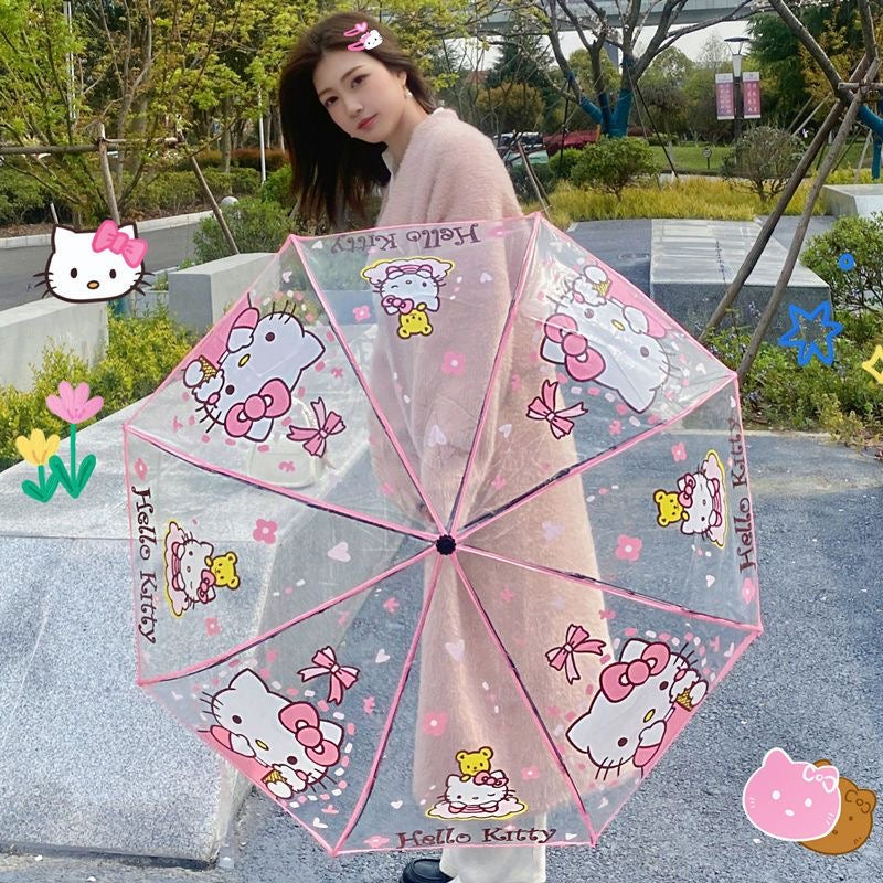 Hello Kitty Inspired Rain Umbrella Transparent Clear