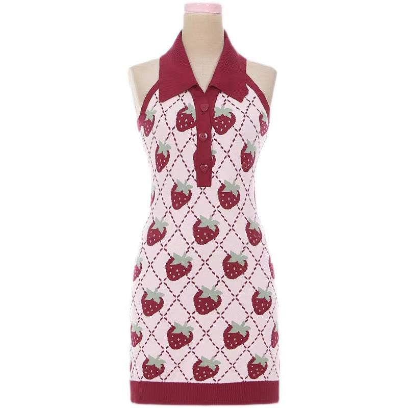 Strawberry Sweetheart Knitted Dress
