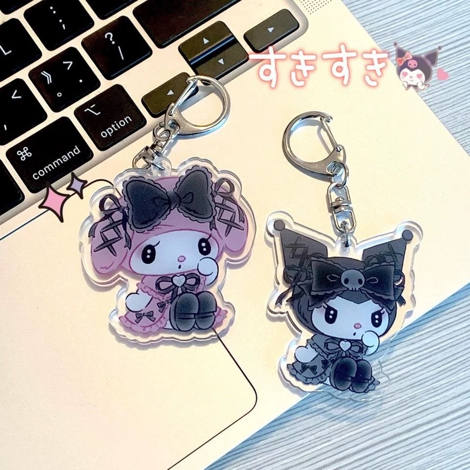 Gothic My Melody and Kuromi Keychains