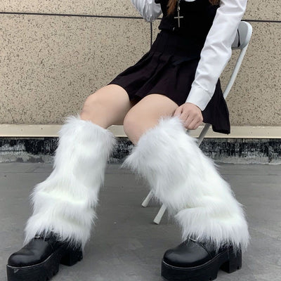 Harajuku Style Fluffy Fur Leg Warmers