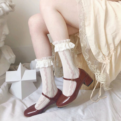 Lace Ruffle Trim Lolita Socks