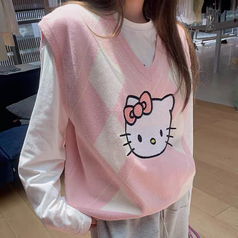 Kawaii Hello Kitty Inspired Argyle Sweater Vest