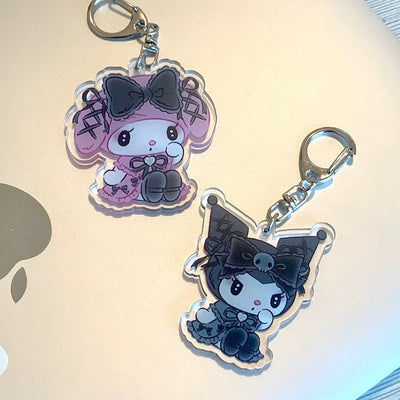 Gothic My Melody and Kuromi Keychains
