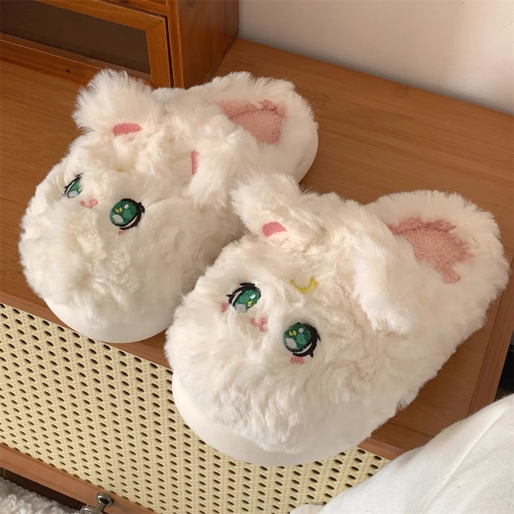 Soft Girl Kitty Fuzzy Slippers