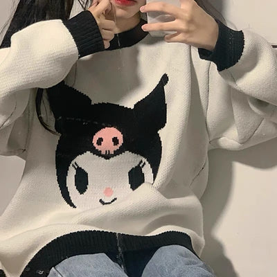 Kuromi Inspired Knitted Sweater Top